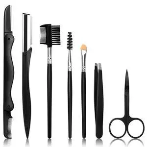 7-in-1 Eyebrow Razors Set with Brush, Scissors, Tweezers, Plastic Box for Women Men Eyelash Facial Grooming 7-in-1 Eyebrow Razors Set with Brush, Scissors, Tweezers, Plastic Box for Women Men Eyelash Facial Grooming