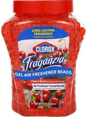 Clorox Fraganzia Crystal Beads Air Freshener, Cherry Burst Scent, 12Fl Oz Clorox Fraganzia Crystal Beads Air Freshener, Cherry Burst Scent, 12Fl Oz