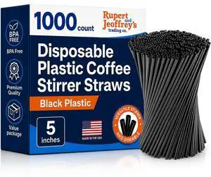 5-Inch Slim Plastic Coffee Stirrers & Cocktail Straws, Black, 1000 Count 5-Inch Slim Plastic Coffee Stirrers & Cocktail Straws, Black, 1000 Count