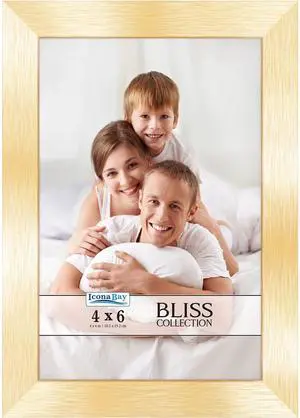 Icona Bay 4x6 Gold Picture Frame - Engineered Wood, Bliss Collection Icona Bay 4x6 Gold Picture Frame - Engineered Wood, Bliss Collection