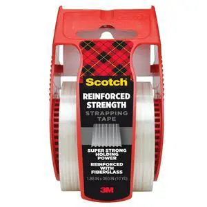 Scotch Reinforced Strength Strapping Tape, 1.88in x 360in, Clear Scotch Reinforced Strength Strapping Tape, 1.88in x 360in, Clear