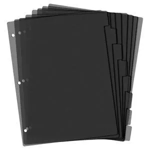 8-Tab Black Plastic Binder Dividers for 3-Ring Binders, Sturdy Divider Set with Tabs, Aesthetic Notebook Dividers 8-Tab Black Plastic Binder Dividers for 3-Ring Binders, Sturdy Divider Set with Tabs, Aesthetic Notebook Dividers