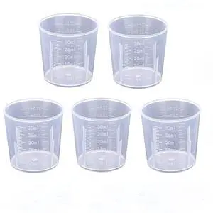 30ml (1oz) Plastic Liquid Measuring Cups, 5-Pack, Clear Graduated Beakers 30ml (1oz) Plastic Liquid Measuring Cups, 5-Pack, Clear Graduated Beakers