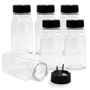 RoyalHouse 6 Pack 9.5 Oz Plastic Spice Jars with Black Caps and Shaker Lids, BPA Free, Made in USA RoyalHouse 6 Pack 9.5 Oz Plastic Spice Jars with Black Caps and Shaker Lids, BPA Free, Made in USA