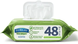 Medline FitRight Aloe Scented Personal Cleansing Cloth Wipes, 48 Count, 8x10 Inch, Adult Large Incontinence Medline FitRight Aloe Scented Personal Cleansing Cloth Wipes, 48 Count, 8x10 Inch, Adult Large Incontinence