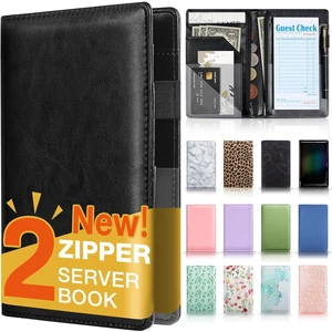 Forvencer Server Book With 2 Zipper Pockets for Waitress Forvencer Server Book With 2 Zipper Pockets for Waitress