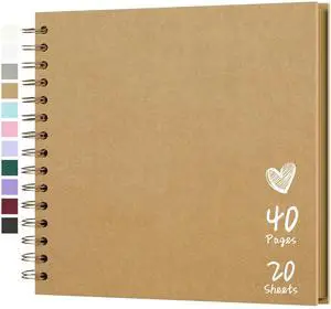 8"x8" Scrapbook Photo Album 20 Sheets 40 Pages Hardcover Kraft Paper Khaki 8"x8" Scrapbook Photo Album 20 Sheets 40 Pages Hardcover Kraft Paper Khaki