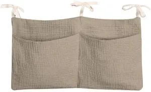 Cotton Baby Nappy Bag Organizer for Bedside Hanging Storage, Milk Bottle Bib Holder for Crib, Khaki Cotton Baby Nappy Bag Organizer for Bedside Hanging Storage, Milk Bottle Bib Holder for Crib, Khaki