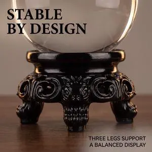 Black Wooden Crystal Sphere Display Stand with Hollow Base for Quartz Ball and Stone Decoration Black Wooden Crystal Sphere Display Stand with Hollow Base for Quartz Ball and Stone Decoration