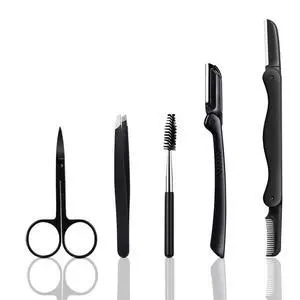 5-in-1 Professional Eyebrow Grooming Kit for Women and Men, Including Razor, Brush, Scissors, Slant Tweezers 5-in-1 Professional Eyebrow Grooming Kit for Women and Men, Including Razor, Brush, Scissors, Slant Tweezers