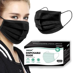 NNPCBT 100PCS 3 Ply Black Disposable Face Mask Filter Protection NNPCBT 100PCS 3 Ply Black Disposable Face Mask Filter Protection