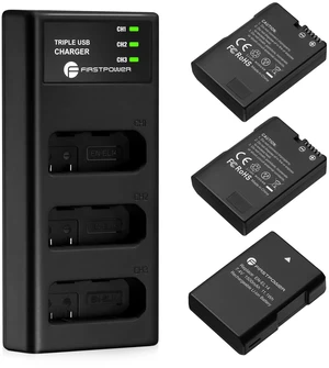 FirstPower EN-EL14/EN-EL14a 3-Pack Battery with Triple Slot Charger for Nikon FirstPower EN-EL14/EN-EL14a 3-Pack Battery with Triple Slot Charger for Nikon