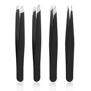 DTDNZKN Stainless Steel Tweezers Set, 4 PCS, Black DTDNZKN Stainless Steel Tweezers Set, 4 PCS, Black