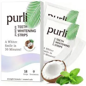 Purli Professional Teeth Whitening Strips 9-Day Treatment for Sensitive People, Natural Coconut Oil, Gum & Enamel Safe, Dry Strip Purli Professional Teeth Whitening Strips 9-Day Treatment for Sensitive People, Natural Coconut Oil, Gum & Enamel Safe, Dry Strip
