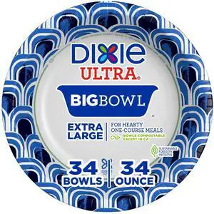 Dixie Ultra 34 oz Disposable Paper Bowls, 34 Count Dixie Ultra 34 oz Disposable Paper Bowls, 34 Count