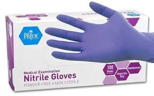 MedPride Powder-Free Nitrile Exam Gloves, Medium, Iris Blue, Box of 100 MedPride Powder-Free Nitrile Exam Gloves, Medium, Iris Blue, Box of 100