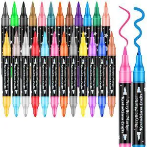 KEVIN&SASA CRAFTS 24-Color Dual Tip Acrylic Paint Marker Pen Set KEVIN&SASA CRAFTS 24-Color Dual Tip Acrylic Paint Marker Pen Set