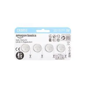 CR2032 3V Lithium Coin Cell Batteries, 4-Pack, Amazon Basics, Child-Proof Package, Non-Coated, AirTag Compatible CR2032 3V Lithium Coin Cell Batteries, 4-Pack, Amazon Basics, Child-Proof Package, Non-Coated, AirTag Compatible