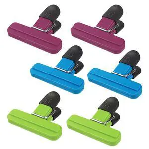 6 Pack Food Bag Clips, Heavy Duty Tight Seal Grip Plastic Clips for Food Storage, Assorted Colors, Small Sizes, Kitchen Clips for Coffee Snacks (3 Colors) 6 Pack Food Bag Clips, Heavy Duty Tight Seal Grip Plastic Clips for Food Storage, Assorted Colors, Small Sizes, Kitchen Clips for Coffee Snacks (3 Colors)