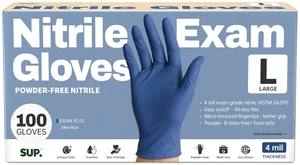SUP Powder-Free Nitrile Exam Gloves, Food Safe, Latex-Free, Medical Non-Sterile, Cooking Disposable, Blue, 100/1000 Count SUP Powder-Free Nitrile Exam Gloves, Food Safe, Latex-Free, Medical Non-Sterile, Cooking Disposable, Blue, 100/1000 Count