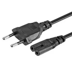 IEC320 C7 6FT European Power Cord with Euro Plug, 2-Slot Non-Polarized 2 Prong Figure 8 Cable for TV, PS3, PS4, Computers, Printers IEC320 C7 6FT European Power Cord with Euro Plug, 2-Slot Non-Polarized 2 Prong Figure 8 Cable for TV, PS3, PS4, Computers, Printers