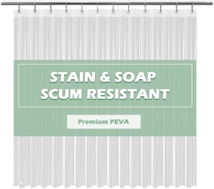EHZNZIE Crystal Clear Shower Curtain Liner 72x72, PEVA Waterproof with 3 Weighted Magnets, Rustproof Metal Grommets, No Chemical Smell EHZNZIE Crystal Clear Shower Curtain Liner 72x72, PEVA Waterproof with 3 Weighted Magnets, Rustproof Metal Grommets, No Chemical Smell