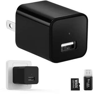 Audio Charger Camera 1080P Video-Only Small Motion Detection Covert Nanny Cam for Home Indoor Security, 32GB Micro SD Card Included Audio Charger Camera 1080P Video-Only Small Motion Detection Covert Nanny Cam for Home Indoor Security, 32GB Micro SD Card Included