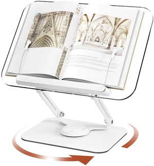 BYMECOST Acrylic Adjustable Book Stand, White BYMECOST Acrylic Adjustable Book Stand, White