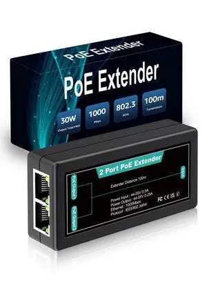 NICGIGA 2 Port Gigabit PoE Extender, 1 in 2 Out, IEEE 802.3af/at, 100 Meters (328 ft), Power Over Ethernet Repeater for IP Cameras, IP Phone, Wireless AP NICGIGA 2 Port Gigabit PoE Extender, 1 in 2 Out, IEEE 802.3af/at, 100 Meters (328 ft), Power Over Ethernet Repeater for IP Cameras, IP Phone, Wireless AP