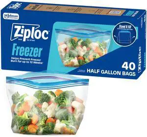 Ziploc Half Gallon Freezer Bags, Easy Open Close, 40 Count Ziploc Half Gallon Freezer Bags, Easy Open Close, 40 Count