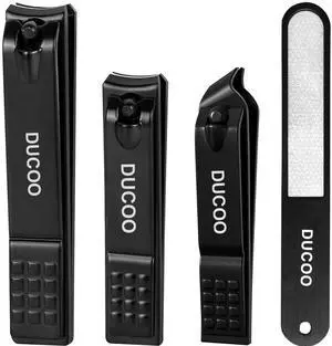 4-Piece Nail Clippers Set, Fingernail & Toenail Cutters, Black 4-Piece Nail Clippers Set, Fingernail & Toenail Cutters, Black