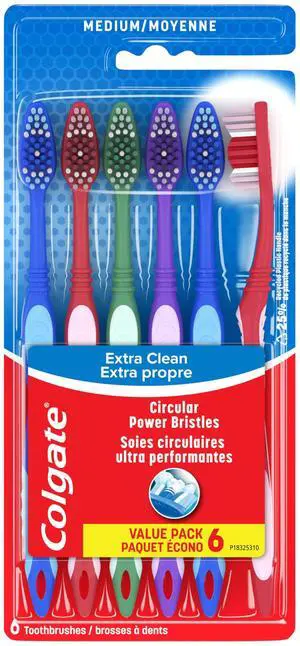 Colgate Extra Clean Medium Toothbrush 6-Pack Colgate Extra Clean Medium Toothbrush 6-Pack