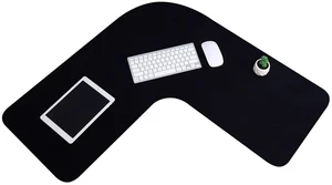 L-Shaped Desk Mat, Large Corner Mouse Pad, Waterproof Curved, Black L-Shaped Desk Mat, Large Corner Mouse Pad, Waterproof Curved, Black