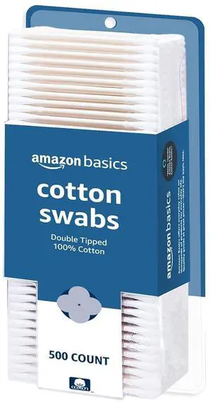 Amazon Basics Double-Tipped Cotton Swabs, 500 Count Amazon Basics Double-Tipped Cotton Swabs, 500 Count