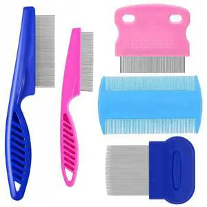 5 Pack Stainless Steel Flea and Lice Comb with Rounded Teeth, Double Sided Tear Stain Remover and Dematting Tool for Small Pets, Ideal for All Pets 5 Pack Stainless Steel Flea and Lice Comb with Rounded Teeth, Double Sided Tear Stain Remover and Dematting Tool for Small Pets, Ideal for All Pets