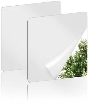 Yuntop 2 Pack Self Adhesive Acrylic Mirror, 2mm Flexible Plastic Mirror, Shatterproof PS Frameless Wall Mirror, 6x6 Inch Yuntop 2 Pack Self Adhesive Acrylic Mirror, 2mm Flexible Plastic Mirror, Shatterproof PS Frameless Wall Mirror, 6x6 Inch
