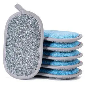 Non-Scratch Dual-Sided Scrub Sponge 6-Pack, Kitchen Medium Gray-Blue Non-Scratch Dual-Sided Scrub Sponge 6-Pack, Kitchen Medium Gray-Blue