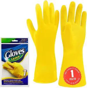 SteadMax 1 Pair Reusable Natural Rubber Latex Non-Slip Dish Cleaning Gloves for Kitchen, Household SteadMax 1 Pair Reusable Natural Rubber Latex Non-Slip Dish Cleaning Gloves for Kitchen, Household