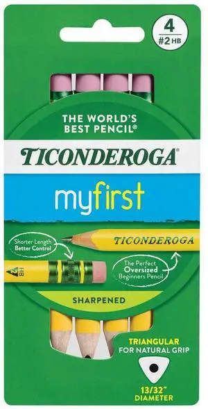 Ticonderoga My First Short Triangular Wood-Cased Pencils, #2 HB Soft Ticonderoga My First Short Triangular Wood-Cased Pencils, #2 HB Soft
