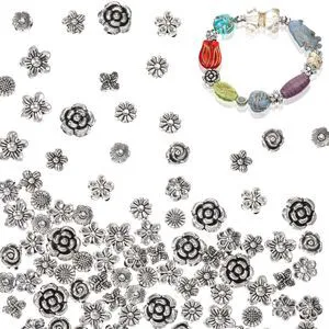 100Pcs Antique Silver Metal Spacer Beads, 6mm Alloy Tibetan Flower Loose Rondelle Charm Spacers for Jewelry Making 100Pcs Antique Silver Metal Spacer Beads, 6mm Alloy Tibetan Flower Loose Rondelle Charm Spacers for Jewelry Making