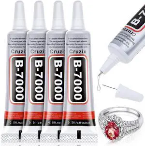 B-7000 Clear Glue 4x15ml (0.5 oz) for Rhinestone, Jewelry, Bead, Clothes, Shoes, Fabric, Cell Phone Screen Repair, Metal, Stone, Nail Art, Glass B-7000 Clear Glue 4x15ml (0.5 oz) for Rhinestone, Jewelry, Bead, Clothes, Shoes, Fabric, Cell Phone Screen Repair, Metal, Stone, Nail Art, Glass