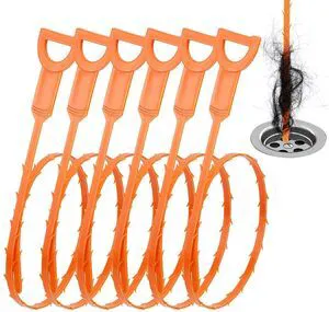 Drain Hair Remover, 25-Inch Plumbing Snake, 6 Pack for Shower and Sink Drains Drain Hair Remover, 25-Inch Plumbing Snake, 6 Pack for Shower and Sink Drains