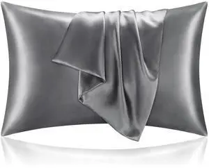 BEDELITE Satin Pillowcases Queen Size 20x30 Inches Dark Grey Set of 2 BEDELITE Satin Pillowcases Queen Size 20x30 Inches Dark Grey Set of 2