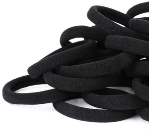 Qarwayoc 50PCS Black Cotton Seamless Hair Ties for Women, Elastic Ponytail Holders, 2Inch Diameter, No Damage for Thick Hair Qarwayoc 50PCS Black Cotton Seamless Hair Ties for Women, Elastic Ponytail Holders, 2Inch Diameter, No Damage for Thick Hair