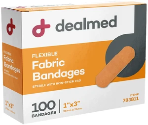 Dealmed Sterile Flexible Fabric Adhesive Bandages 1x3in 100Count Dealmed Sterile Flexible Fabric Adhesive Bandages 1x3in 100Count