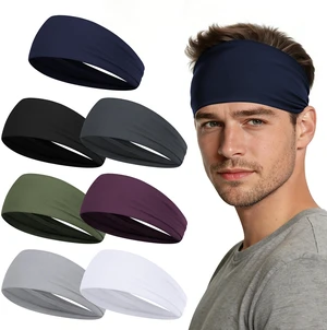 Sport Headbands for Men - 7 Pack Sweat Absorbent Running Headband Sport Headbands for Men - 7 Pack Sweat Absorbent Running Headband