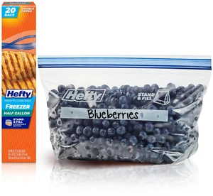 Hefty Press to Close Freezer Bags, Half Gallon, 20 Count Hefty Press to Close Freezer Bags, Half Gallon, 20 Count