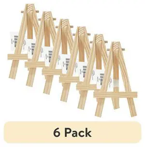 6-Pack Mini Natural Wood Display Easel, Solid Pine Wood, 4.8in 6-Pack Mini Natural Wood Display Easel, Solid Pine Wood, 4.8in
