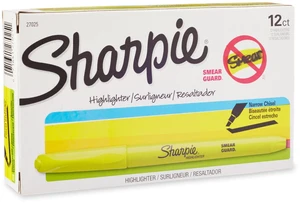 Sharpie Pocket Style Highlighters Chisel Tip Fluorescent Yellow Box of 12 Sharpie Pocket Style Highlighters Chisel Tip Fluorescent Yellow Box of 12