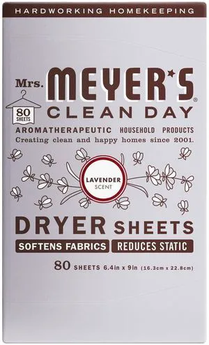 MRS. MEYER'S Clean Day Dryer Sheets, Lavender, 80 ct MRS. MEYER'S Clean Day Dryer Sheets, Lavender, 80 ct